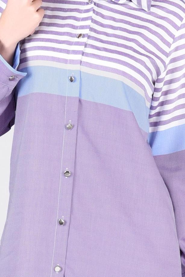 Vêtements hijab  T 4696-1 Çizgi Detaylı Tunik-Yılmazlar - TRENDTESETTÜR