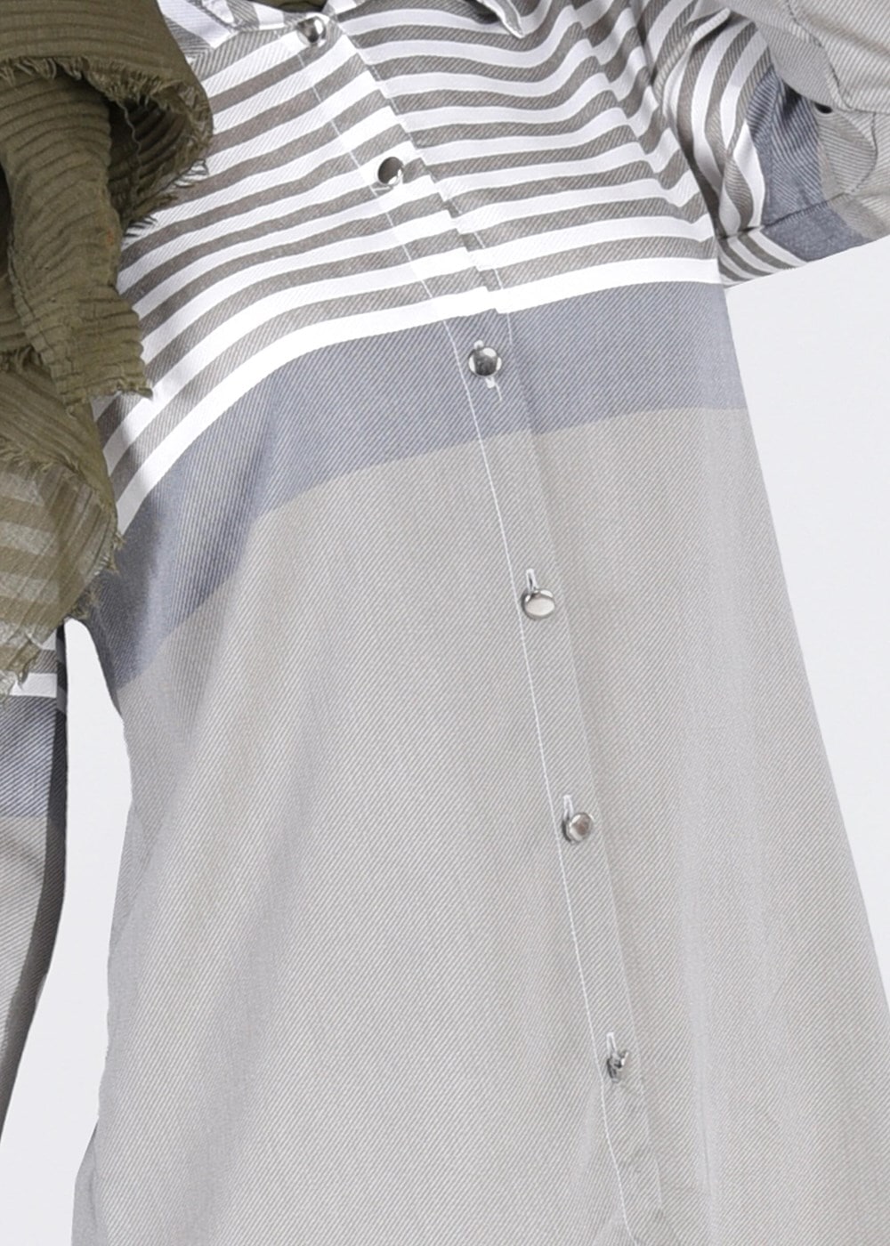 Hijab clothing KHAKI T 4696-1 Çizgi Detaylı Tunik-Yılmazlar