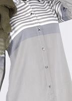 Tesettür giyim HAKİ T 4696-1 Çizgi Detaylı Tunik-Yılmazlar