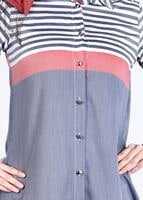 Tesettür giyim GRİ T 7496-1 Yılmazlar-Çizgi Detaylı Tunik