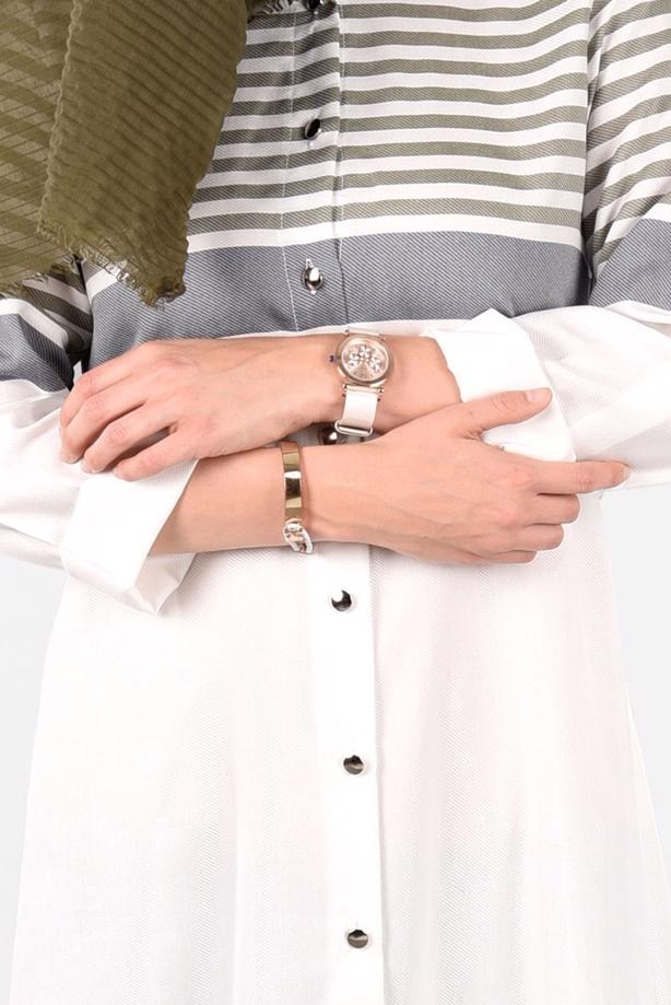 Vêtements hijab  T 7496-1 Yılmazlar-Çizgi Detaylı Tunik - TRENDTESETTÜR