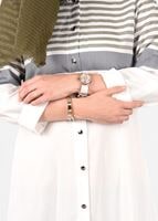 Tesettür giyim HAKİ T 7496-1 Yılmazlar-Çizgi Detaylı Tunik