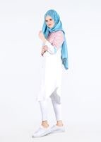 Hijab clothing POWDER T 7496-1 Yılmazlar-Çizgi Detaylı Tunik