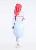 Hijab clothing BLUE T 7496-1 Yılmazlar-Çizgi Detaylı Tunik