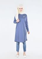 Vêtements hijab BLEU T 09115 Allday-  Örme Tesettür Tunik