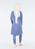 Vêtements hijab BLEU T 09115 Allday-  Örme Tesettür Tunik