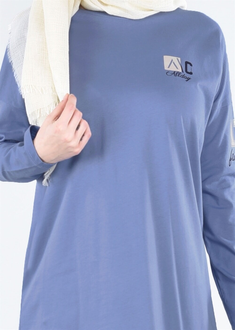 Vêtements hijab BLEU T 09115 Allday-  Örme Tesettür Tunik