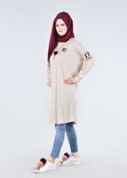 Vêtements hijab BEIGE T 09115 Allday-  Örme Tesettür Tunik