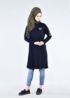 Vêtements hijab BLEU MARINE T 09115 Allday-  Örme Tesettür Tunik