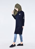 Vêtements hijab BLEU MARINE T 09115 Allday-  Örme Tesettür Tunik