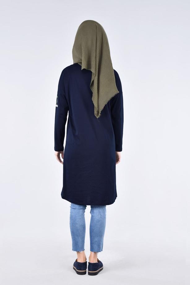 Vêtements hijab BLEU MARINE T 09115 Allday-  Örme Tesettür Tunik - TRENDTESETTÜR