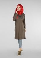 Vêtements hijab KAKI T 38115 Allday-Örme Tesettür Tunik