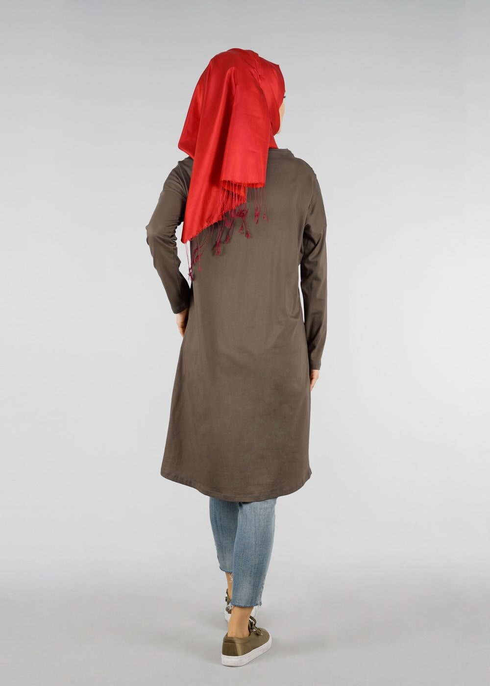 Vêtements hijab KAKI T 38115 Allday-Örme Tesettür Tunik