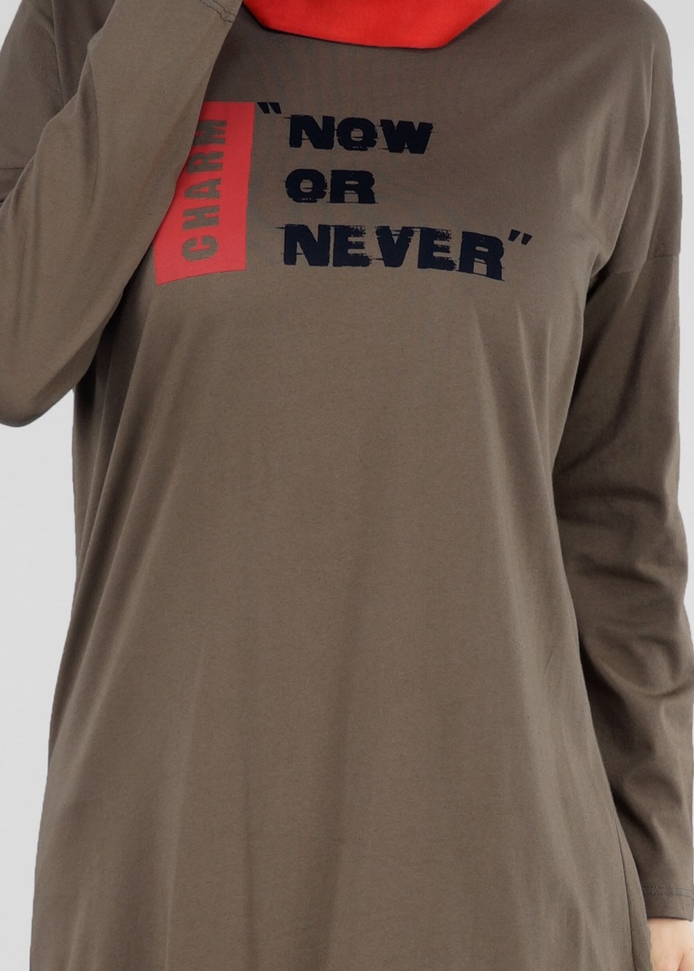 Vêtements hijab KAKI T 38115 Allday-Örme Tesettür Tunik