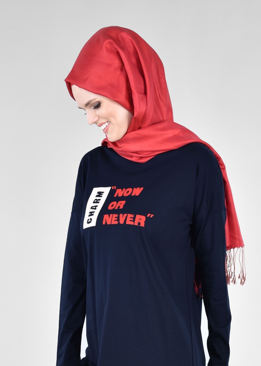 Vêtements hijab BLEU MARINE T 38115 Allday-Örme Tesettür Tunik