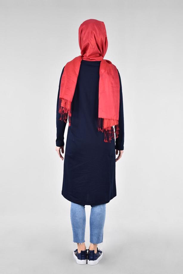 Vêtements hijab BLEU MARINE T 38115 Allday-Örme Tesettür Tunik - TRENDTESETTÜR