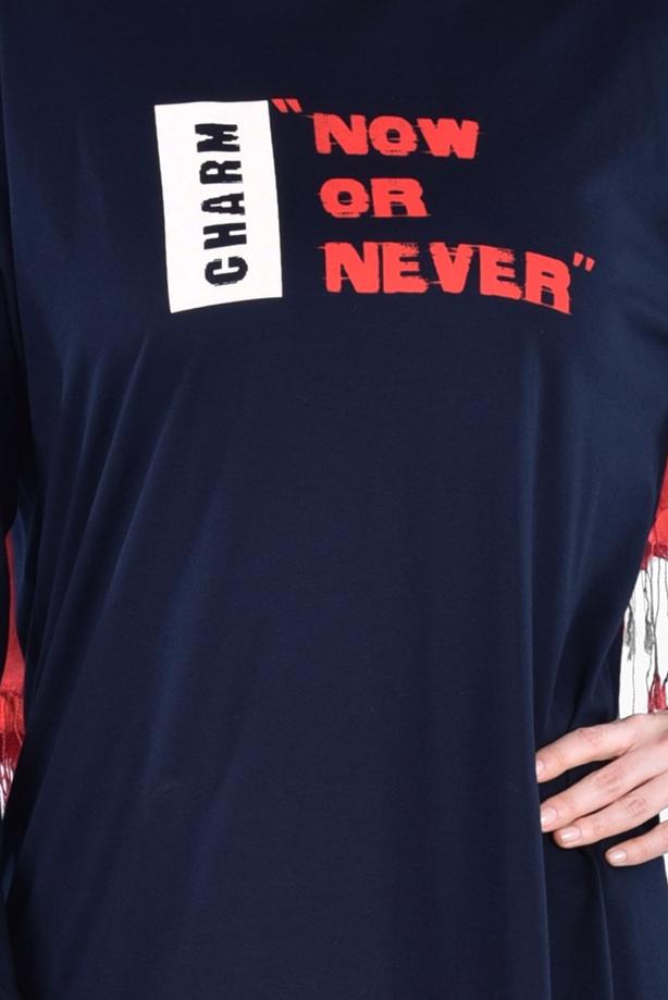 Vêtements hijab BLEU MARINE T 38115 Allday-Örme Tesettür Tunik - TRENDTESETTÜR