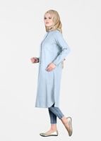 Tesettür giyim MAVİ T 47305 Allday-Tesettür Kot Tunik