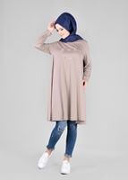 Tesettür giyim PUDRA T 49115 Allday-Örme Tesettür Tunik