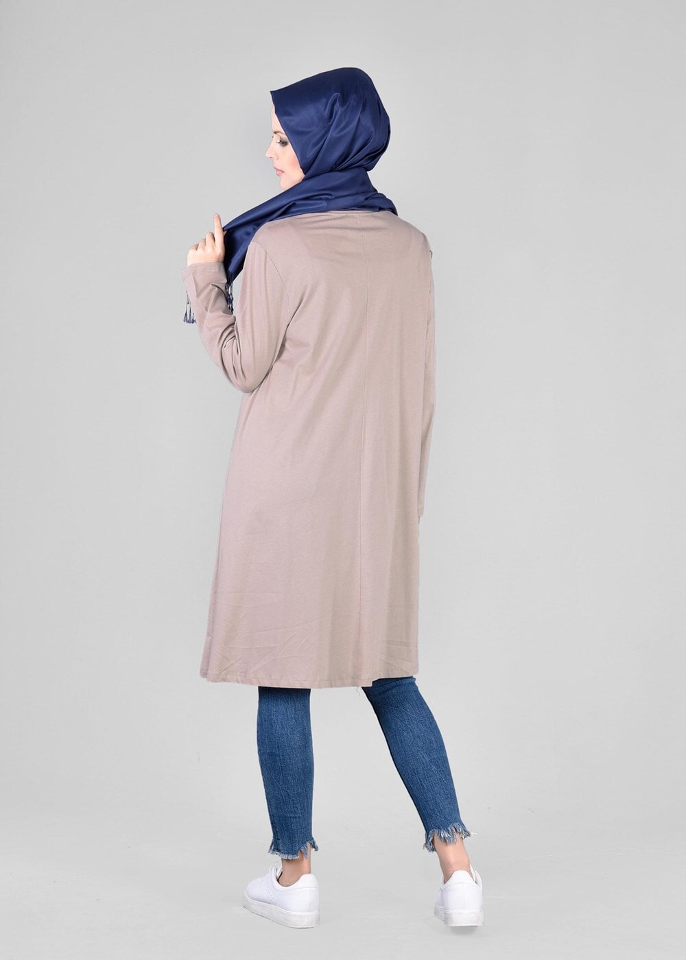 Tesettür giyim PUDRA T 49115 Allday-Örme Tesettür Tunik
