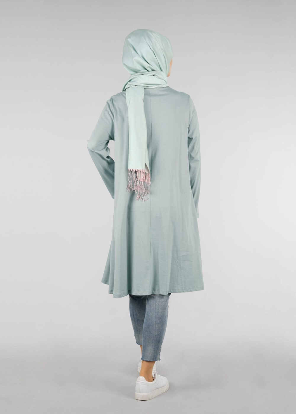 Tesettür giyim YEŞİL T 49115 Allday-Örme Tesettür Tunik