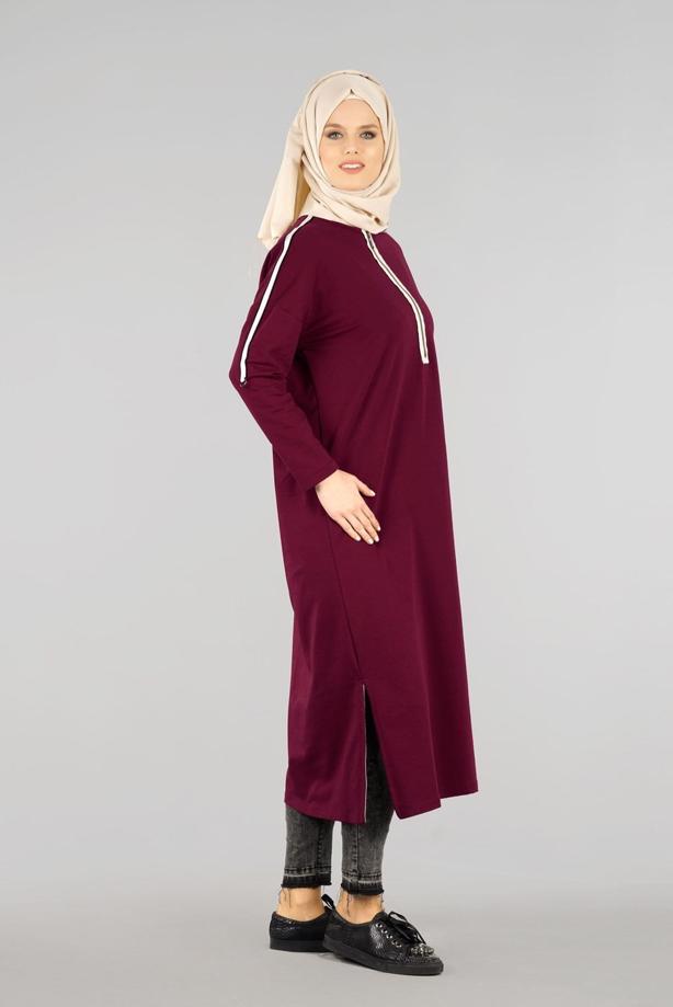 Vêtements hijab ROUGE BORDEAUX T 56015 Allday-Penye Tesettür Tunik - TRENDTESETTÜR
