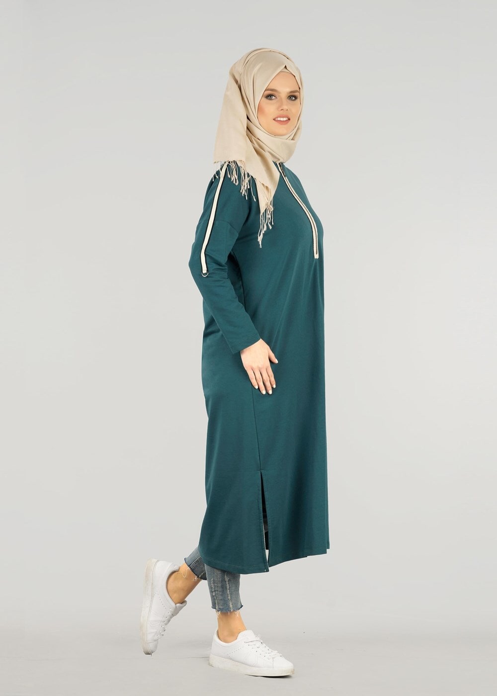 Vêtements hijab VERT T 56015 Allday-Penye Tesettür Tunik