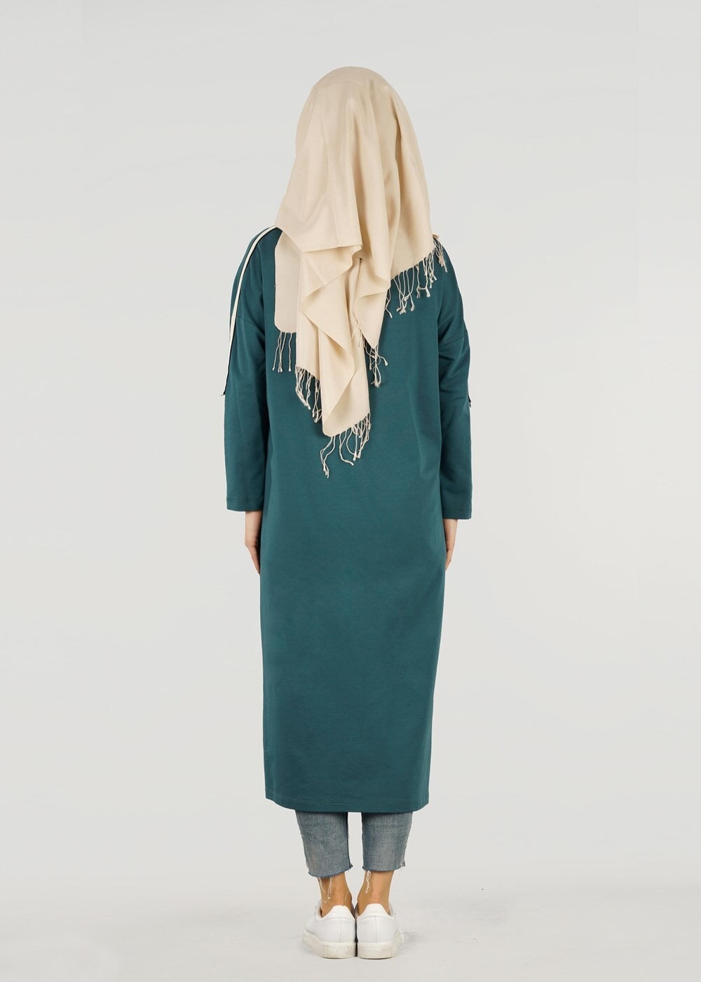 Vêtements hijab VERT T 56015 Allday-Penye Tesettür Tunik