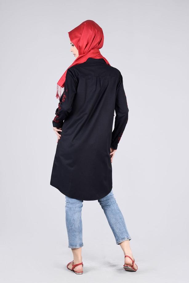 Vêtements hijab  T 57115 Allday-Nakışlı Tesettür Tunik - TRENDTESETTÜR