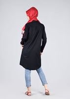 Vêtements hijab NOIR T 57115 Allday-Nakışlı Tesettür Tunik
