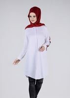 Tesettür giyim BEYAZ T 57115 Allday-Nakışlı Tesettür Tunik