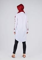 Tesettür giyim BEYAZ T 57115 Allday-Nakışlı Tesettür Tunik