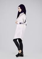 Tesettür giyim EKRU T 57115 Allday-Nakışlı Tesettür Tunik