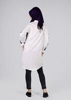 Tesettür giyim EKRU T 57115 Allday-Nakışlı Tesettür Tunik