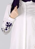 Tesettür giyim EKRU T 57115 Allday-Nakışlı Tesettür Tunik