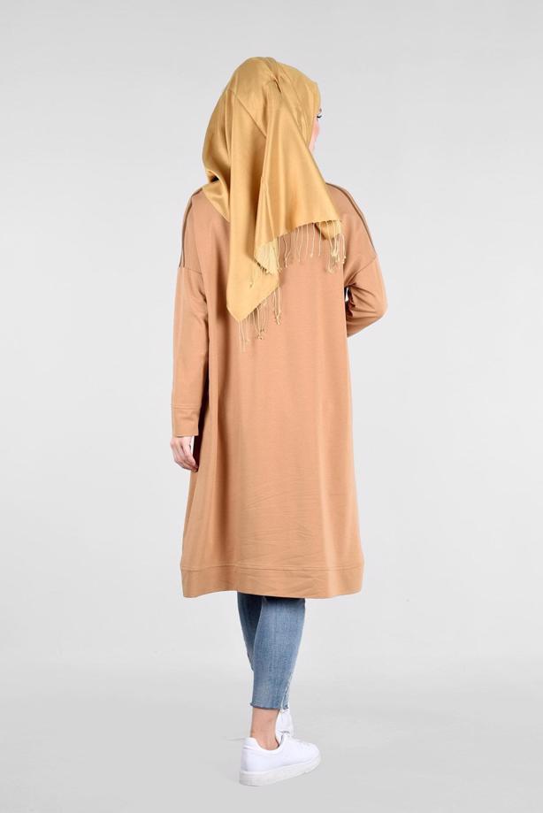 Vêtements hijab TABA T 58015 Allday- Fermuarlı Detaylı Tesettür Tunik - TRENDTESETTÜR