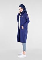 Vêtements hijab BLEU MARINE T 58015 Allday- Fermuarlı Detaylı Tesettür Tunik