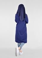 Vêtements hijab BLEU MARINE T 58015 Allday- Fermuarlı Detaylı Tesettür Tunik