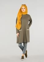 Vêtements hijab KAKI T 63115 Allday- Örme Tesettür Tunik