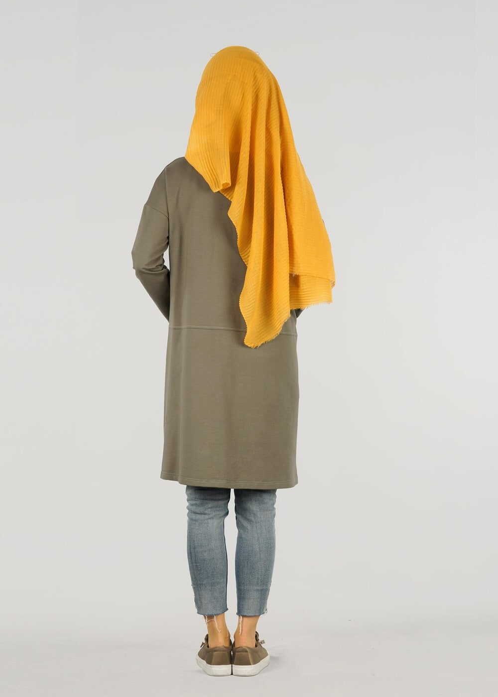 Vêtements hijab KAKI T 63115 Allday- Örme Tesettür Tunik