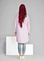 Tesettür giyim BORDO T 66115  Allday-Düğme Detaylı Tesettür Tunik