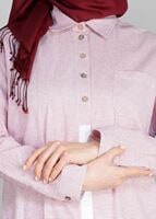 Tesettür giyim BORDO T 66115  Allday-Düğme Detaylı Tesettür Tunik