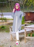 Tesettür giyim LACİVERT T 66115  Allday-Düğme Detaylı Tesettür Tunik