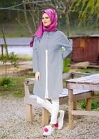 Tesettür giyim LACİVERT T 66115  Allday-Düğme Detaylı Tesettür Tunik