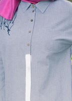 Tesettür giyim LACİVERT T 66115  Allday-Düğme Detaylı Tesettür Tunik