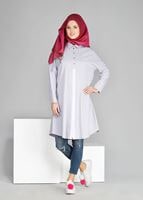 Tesettür giyim BEJ T 66115  Allday-Düğme Detaylı Tesettür Tunik