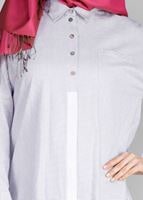 Tesettür giyim BEJ T 66115  Allday-Düğme Detaylı Tesettür Tunik