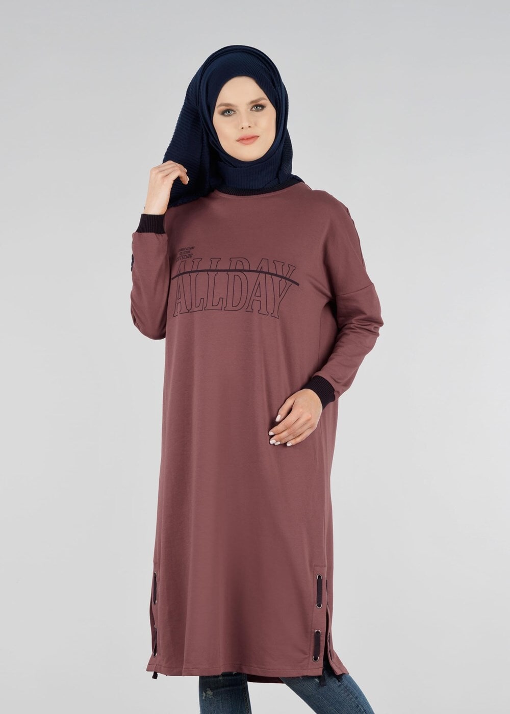 Vêtements hijab BRUN T 73905 Allday-Örme Tesettür  Tunik