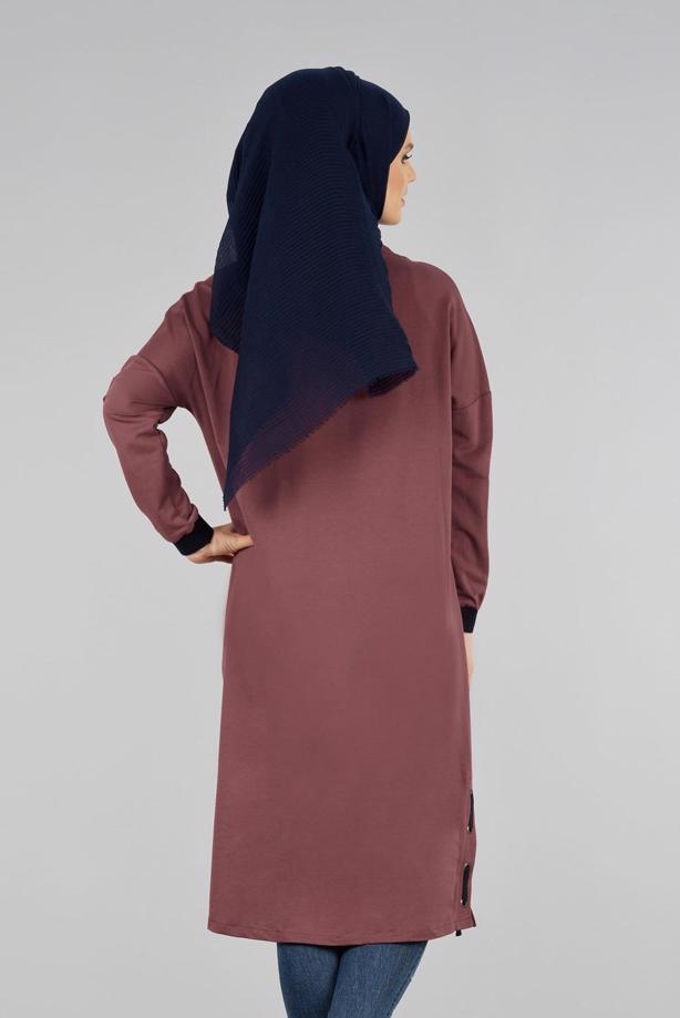 Vêtements hijab BRUN T 73905 Allday-Örme Tesettür  Tunik - TRENDTESETTÜR
