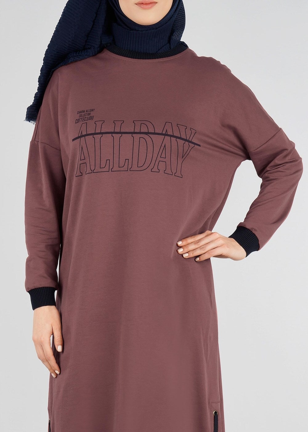 Vêtements hijab BRUN T 73905 Allday-Örme Tesettür  Tunik